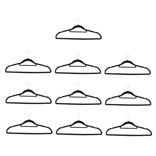VILLFUL 10pcs Nonslip Clothes Rack Coat Hanger Nonslip Hangers No- Closet Hangers Closet Cloth Hangers Suit Hanger Velvet Hanger Pants Rack Hanger Pants Hangers Clothes Hanger Black