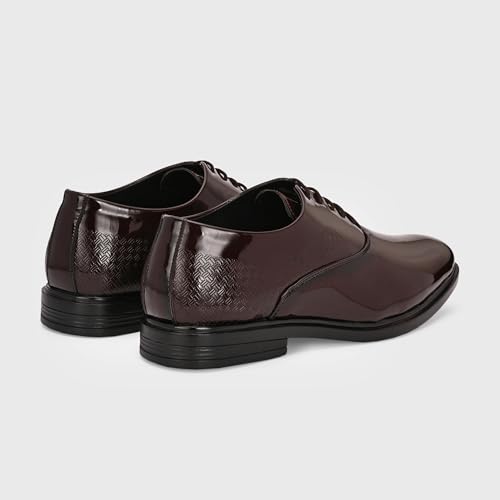 Image of Centrino Men's Formal Glossy Lace-Up Shoes | Patent Leather Oxford Dress Shoes|Comfortable Pointed Toe Formal Shoe| Stylish Looking Footwear for Formal Business Wedding & Office Shoes (9357)