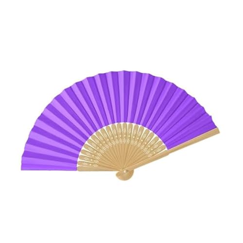 ZUWIJEQ 1 Piezas Abanico Púrpura, Abanicos Plegables Púrpura, Abanico Plegable Chino de Papel Oriental, Abanico Pequeño Portátiles, para Baile, Fiesta, Regalos de Boda, Decoración de Pared