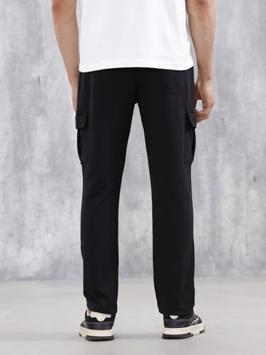 Image of WROGN Men's 320 GSM Cotton Blend Fleece Cargo Joggers | Multi Pocket Utility Design | Regular Fit