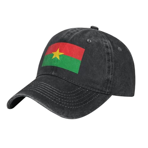 Drapeau du Burkina Faso Casquette de baseball de cowboy lavée pour adultes – Chapeau élégant et respirant avec sangle réglable, noir, taille unique