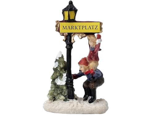 Weihnachtliche Miniatur-Figuren Winterwelt-Szene aus Poly – Laterne...