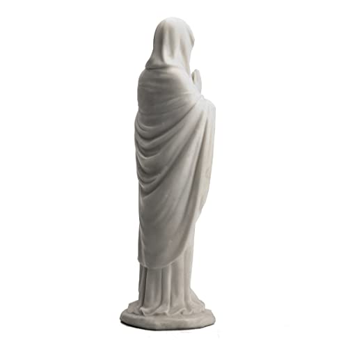 Estatua Virgen María Resina Blanco Mármol 11.75 in miniatura 4