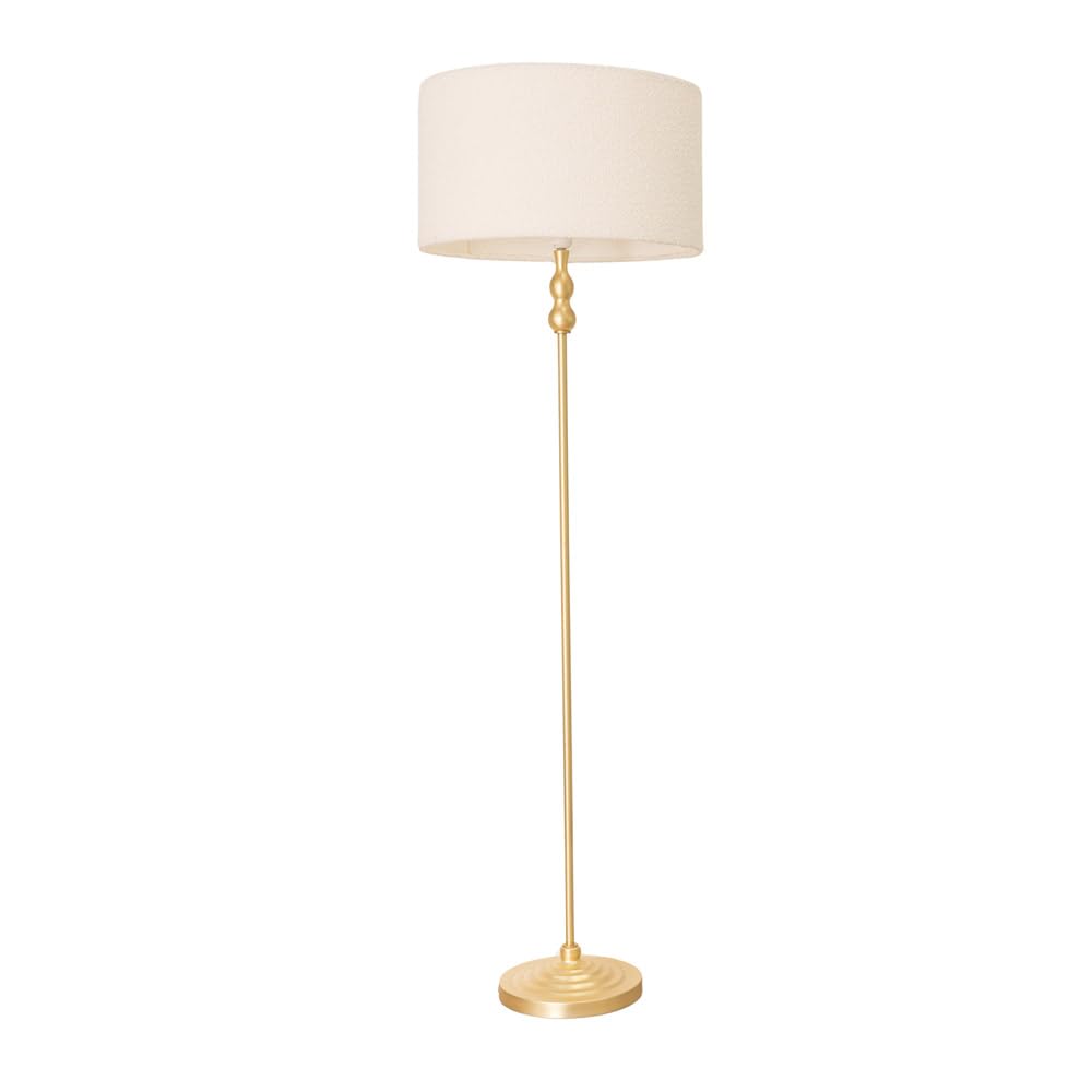 ValueLights | Gold Metal Candlestick Floor Lamp with Cream Boucle Shade Living Room Light | Floor Lamps, Home Décor & Improvement Essential