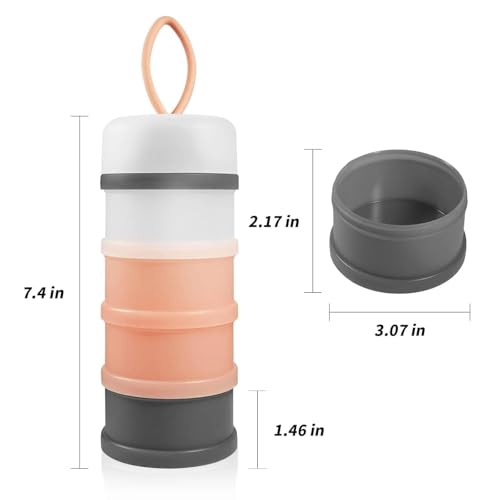 Image of Plastic Baby Formula Container Dispenser On The Go, 5 Compartments Stackable Formula Container For Travel, Baby Milk Powder Kids Snack, Bpa Free Non-Spill Milk Powder Box (ORANGE)