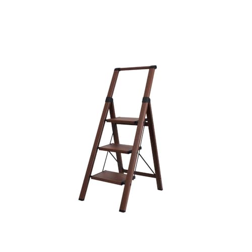 CREVICOSTA QUALITY MARK MARCAS DE CALIDAD - Escalera Agatha - Escalera domestica de Aluminio con Mango. 3 peldaños (Café)