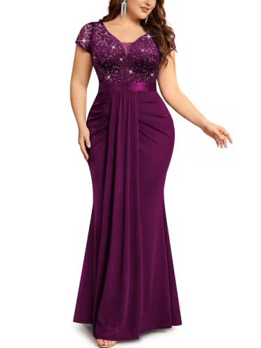 MISSMAY Women's Plus Size Formal Bridesmaid Mermaid Evening Gowns Dresses