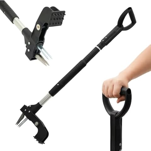 FGstyle Weed Puller Tool, Gardening Stand-Up Weeder Puller with Ergonomic 39.5" Long Handle and 4 High-Strength Stainless Steel Claws, Easily Weeds Without Bending, Pulling, or Kneeling（Black） Cover