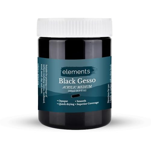 Premium Black Gesso - Pintura acrílica mediana de grado profesional, 500 ml, aplicación suave, alta opacidad, textura de imprimación líquida, yeso para acrílico, pinturas al óleo sobre lienzo, madera