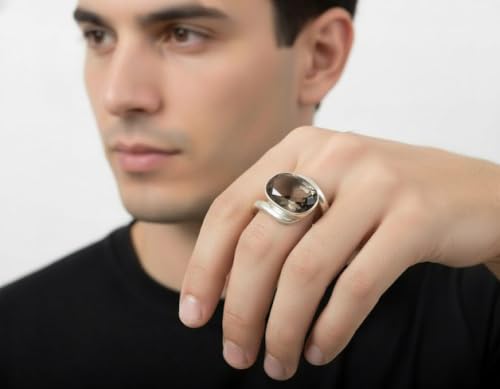 Image of 55Carat Choose Your Color Natural Gemstone Silver Statement Rings for Gift Corssover Style Size 5 to 12