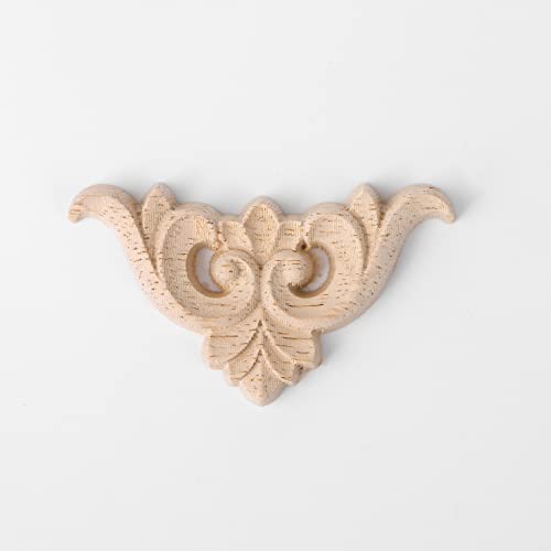 Rdexp （2.56Inch Length 1.38Inch Width） Wood Carved Long Onlay Applique Unpainted Frame Door Wall Decor For Cabinet Home Furniture Set Of 16 #TOP5