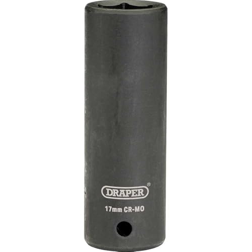 Draper Expert HI-TORQ 1/2" 17mm Deep Impact Socket | 6 Point Hex Socket | Chrome Vanadium Steel Wrench Accessory | 12743
