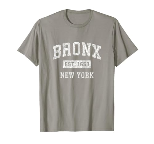 Bronx New York NY Vintage Established Sports Design T-Shirt, Men, Slate Grey, Medium