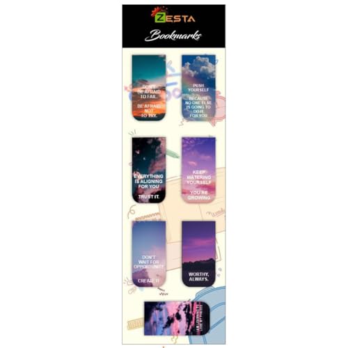 Zesta Magnetic Bookmark Set of 7 | Aesthetic Book Mark for Reading | Cute Anime Bookmarks for Kids, Students | Book Accessories for Novels, Gifts for Readers(Sky Magnetic Bookmarks, 9X2.5 Cms)