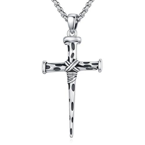 Image of Eusense Cross Necklace for Women Men Crucifix Pendant Sterling Silver 925 Cruz De Caravaca Cross Jesus Crucifix Jewelry