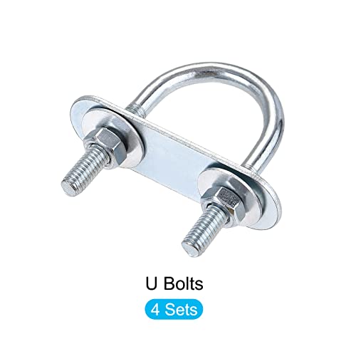 Image of METALLIXITY U Bolts 4 Sets (M6x27x53mm), Round U Bolt Steel with Accessories - for Construction, Pipe