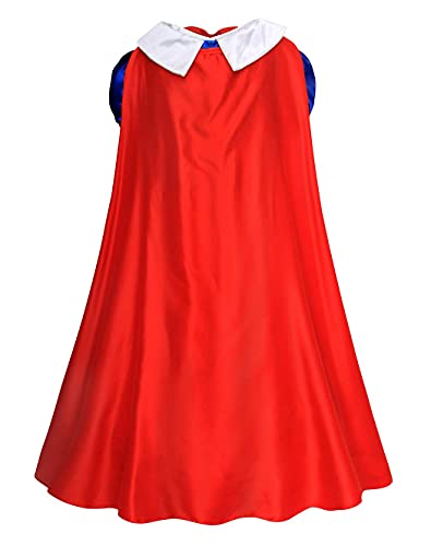 Henzworld Girls Princess Costume Dresses Birthday Party Supplies Halloween Cosplay Role Pretend Jewelry Gloves Headband Accessories Clothing Set Blue Yellow Patchwork Long Outfits 5-6 Years #TOP2