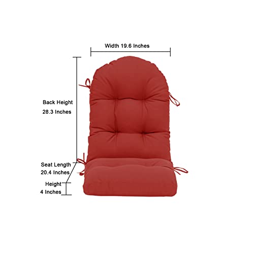 Image of QILLOWAY Outdoor High Back Chair Cushion for Adirondack, All Weather Rocking Chair Cushions Thick Padded Replacement for Patio Furniture,Red