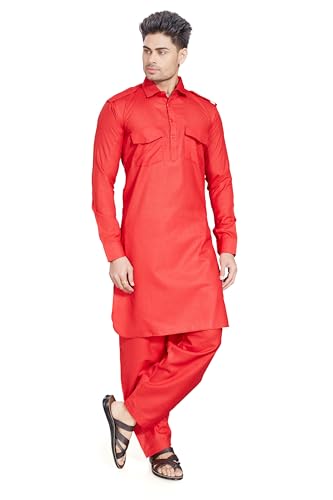 Image of DIVISIVE Men's Cotton Blend Pathani Kurta Pyjama Set