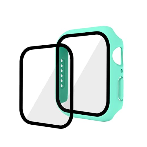GANGANPRO 2 in 1 Design Hard PC Case with Tempered Glass Screen Protector for Apple Watch 4/5/6/SE,Ultra-Thin Scratch Resistant Smartwatch Cover for iWatch 40mm Accessories - Mint Green