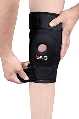 R.K NeoLife Dual Hinged Knee Brace Wrap Support, Open Patella Stabilizer