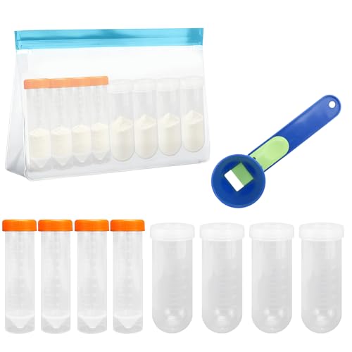 Raxfekro Cuchara de proteínas en polvo, juego de dosificador, recipiente de plástico para suplementos dietéticos, 50 ml, 100 ml, almacenamiento en polvo de proteína para fitness y viajes