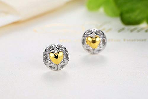 Pendientes de tuerca de corazón calado en plata de ley 925 para mujer 4
