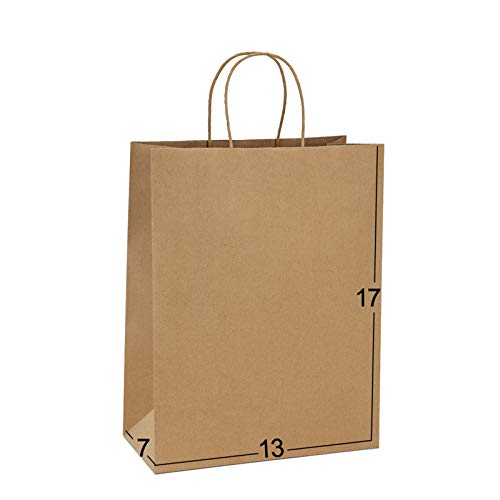 Paper Bags 25Pcs 13x7x17 BagDream Gift Bags, Party Bags, Shopping Bags, Retail Bags, Merchandise Bags, Recycled Kraft Paper Bags with Handles Bulk Brown