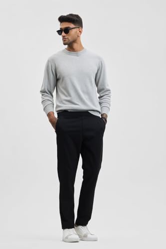 Image of SNITCH Stretch Mens Textured Regular Fit Trousers
