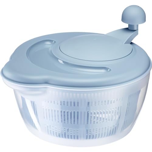 Westmark Salatschleuder, Fassungsvermögen: 5 Liter, ø 26 cm, Kunststoff, BPA-frei, Fortuna, Transparent/Blau, 2432224B