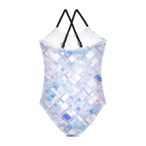 KLL Silver Glitter Pattern Shiny Sparkles Girls' 1-Piece Swimsuits Beach Swimming Suits Adjustable Strap UPF 50+2