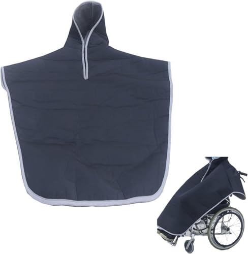 Manta para silla de ruedas, poncho impermeable con capucha y cobertura de rodilla, forro polar de felpa, resistente al viento, lavable a máquina, ajuste universal para adultos y personas mayores