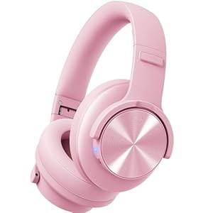 Picun B8 Headphones Wireless Bluetooth, 120H Bluetooth Headphones Over Ear with 3EQ Music Modes, Hands-Free Calls, Deep Bass Headphones for Travel Home Office Cellphone PC (Pink)