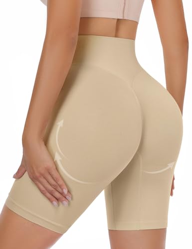 Niwicee Culotte Gainante Femme Remonte Fesses Ventre Plat Shorty Sculptant Invisible sans Couture Élastique Short Gainant Femme Ventre Plat (Beige, XL)