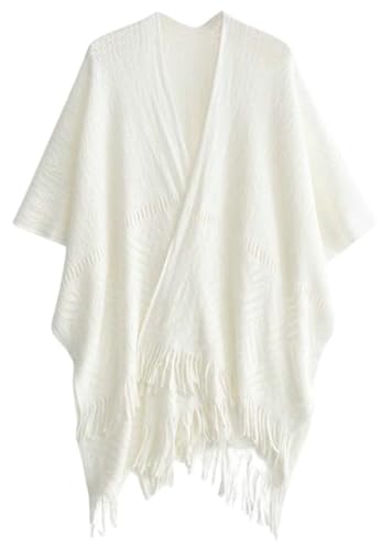 Crochet Shawl Wrap for Women Open Front Fringe Poncho Boho Wraps Lightweight Blanket Cardigan Cape for Fall Winter