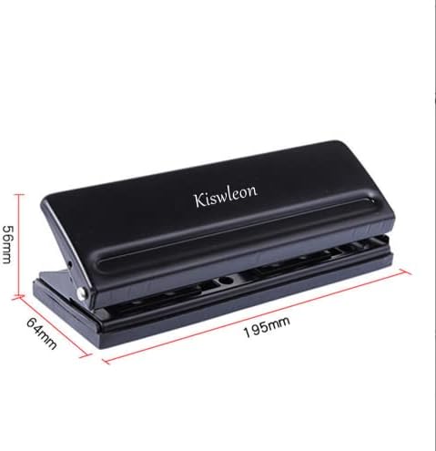 Kiswleon 6 Hole Punch,Hole Puncher A4 A5 Adjustable Pitch Office Binder Punch Metal Hole Punch for A3 A6 B3 B3 B4 B5 B6 B7 Size Six Ring Binder Planner,8 Sheet Punching Capacity(Black)