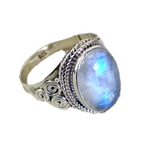 Natural Moonstone Ring, 925 Silver Ring, Statement Oval Ring, Healing Crystal, Promise Ring, Artisan Ring, Special Day Ring, Fire Effected Ring, Bezel Ring, Boho & Hippie Ring, Mermaid Gift Gypsy Ring
