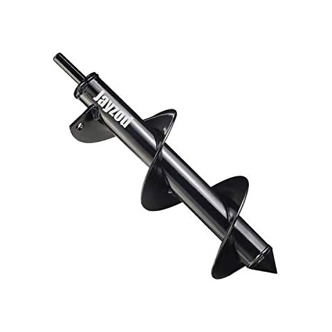 Jayzod 4"x12" Solid Auger Drill Bit for Planting，Garden Auger Spiral Drill Bit,Bulb & Bedding Plant Augers,Plants Drill bit for 3/8” Hex Drive Drill Light Black Cover