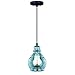 VAXCEL Millie Bronze Farmhouse Jar Mini Pendant Ceiling Light Smoke Blue Glass