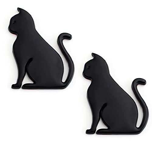 Image of 2pcs 3D Metal Cat Stickers Emblem Badge Decals with Self-Adhesive Backing for Car Trunk Motocycle Decoration (Cat Black)