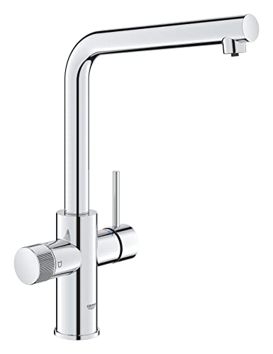 GROHE Minta 30600000 Robinet de cuisine (bec haut, forme en L, compatible avec les kits de filtration Blue (séparément), moins de consommation d'eau), chrome