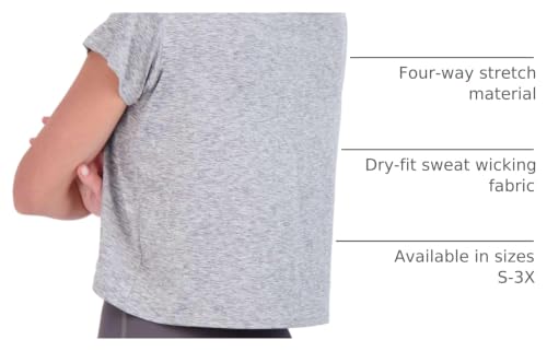 Image of Real Essentials 5 Pack: Women's Dry-Fit Crop Top Short Sleeve Shirts Workout Gym Cropped Athletic Tee (Available in Plus)