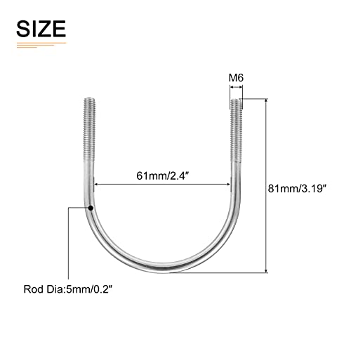 Image of DTGN 2-3 /8 inchx3.19 inch(DXL) Round U-Bolts - 4Pack - Good for Construction Industry - 304 Stainless Steel Round Bend U Bolt - Silver