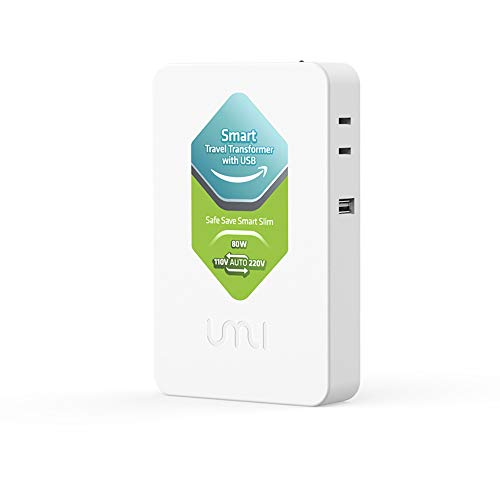 UMI Step Up and Down Voltage Converter 80W, Slim and Light, Smart Convert from 110V to 220V Also 220V to 110V for Worldwide Travelers, with USB(5V/2000mA) Charging Port