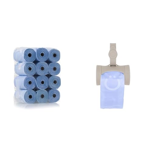 Image of Ubbi On The Go Waste Disposal Bags Refills Value Pack, Lavender Scented, 12 Roll & Retractable On-the-Go Bag Dispenser for Baby Travel, Diaper Bag Accessory Must Have for Newborns