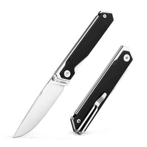 FLISSA Pocket Knife, Folding Knife with 3.2" 8Cr13MoV Blade, G10 Handle, Removable Pocket Clip, Lightweight for EDC, Camping, Hiking, Daily Use(Black)