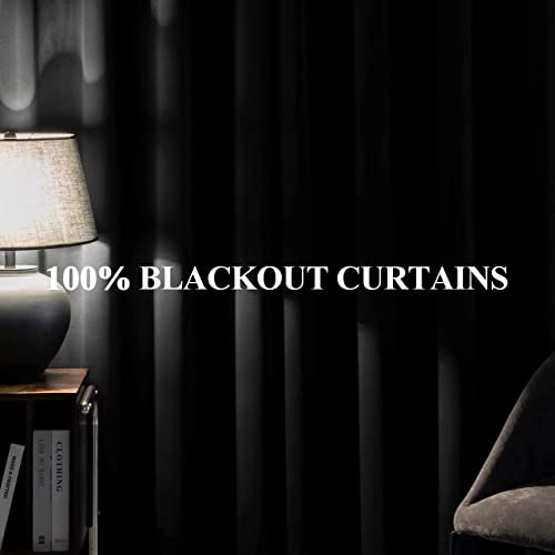 Coco Top Complete 100% Blackout-Curtains 52X63 Inch, Thermal Insulated Ring Top High-Density Noise Reducing Window Treatment Draperies For Bedroom/Living Room/Dining Room(Dark Grey, 2 Panels) #TOP2