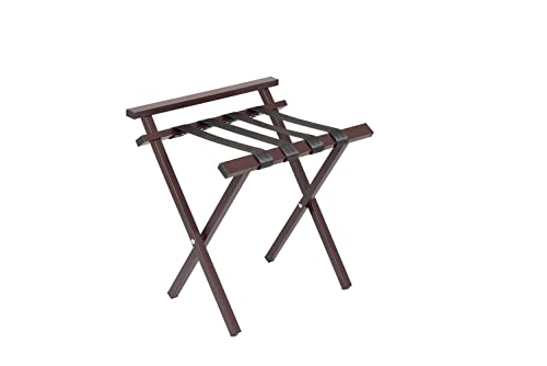 Mabel Home Porte-bagages pliable en métal avec sangles en nylon, 5 modèles et 3 couleurs, pour hôtel, chambre, chambre d'amis, placard (300 bordeaux) Cover