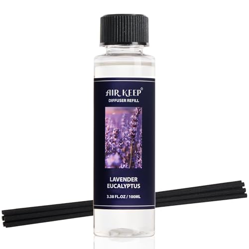 Image of Airkeep Reed Diffuser Set,1.69 fl oz (50 ml) - Lavender Eucalyptus Oil Diffusers with 8 Reed Sticks,Home Fragrance Reed Diffuser for Bathroom Shelf Decor