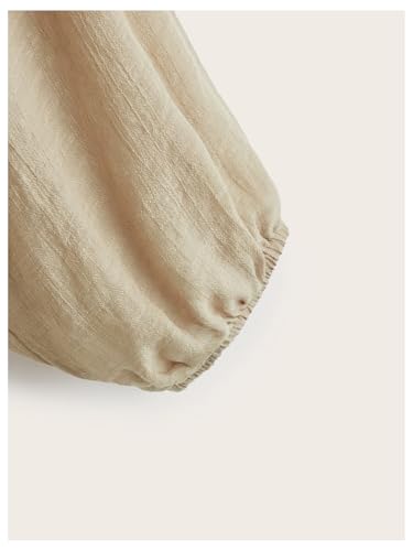 GORGLITTER Women's Tie Front Tops Bow Sheer Lantern Long Sleeve Blouse Fashion Spring Summer Outfits 20254